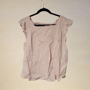 Boho Cottagecore Embroidered Cotton Blouse A New Approach Baby Pink XL Cap Sleev